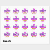 Sticker Rond Joyeux Anniversaire Du Nom Balloon Rose Violet Coe (Feuille)