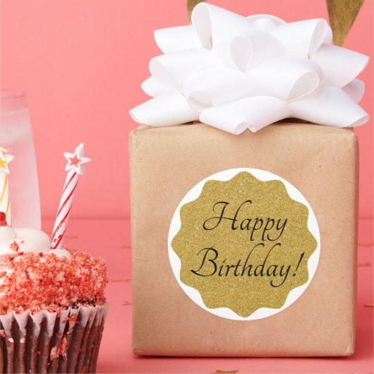 Sticker Rond Joyeux anniversaire Élégant minimal simple (Fête)