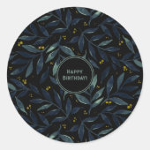 Sticker Rond Joyeux anniversaire élégante branches florales (Devant)