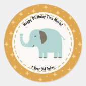 Sticker Rond Joyeux anniversaire Elephant Zoo Animaux (Devant)