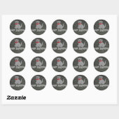Sticker Rond Joyeux anniversaire en cuir noir effet (Feuille)