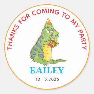 Sticker Rond Joyeux Anniversaire Enfant Thème Dinosaure Coloré