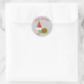 Sticker Rond Joyeux anniversaire ! Escargot Confetti (Sac)
