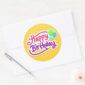 Sticker Rond Joyeux Anniversaire Et Ballons (Enveloppe)