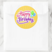 Sticker Rond Joyeux Anniversaire Et Ballons (Sac)