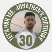 Sticker Rond Joyeux Anniversaire Fantastic Homme Golfer (Devant)