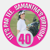 Sticker Rond Joyeux anniversaire Fantastic Rose lady Golfer (Devant)