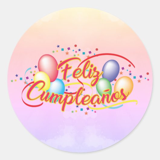 Sticker Rond Joyeux anniversaire | Feliz Cumpleaños (Devant)