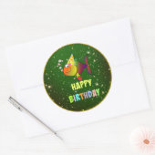 Sticker Rond Joyeux Anniversaire, Fête Colorée, (Enveloppe)