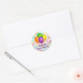 Sticker Rond Joyeux anniversaire, fête le... (Enveloppe)