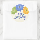 Sticker Rond Joyeux Anniversaire fleurs de printemps Classic Ro (Sac)