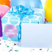 Sticker Rond Joyeux Anniversaire fleurs violettes