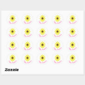 Sticker Rond Joyeux Anniversaire Floral Fleur de Tournesol rose (Feuille)