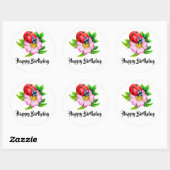 Sticker Rond Joyeux anniversaire Floral Ladybug (Feuille)