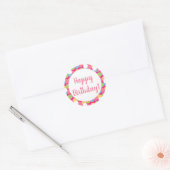 Sticker Rond Joyeux Anniversaire Fun Colorful (Enveloppe)