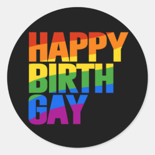 Sticker Rond Joyeux anniversaire gay
