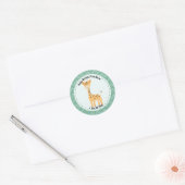 Sticker Rond Joyeux Anniversaire Giraffe Zoo Animaux (Enveloppe)