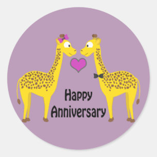 Sticker Rond Joyeux anniversaire Giraffes