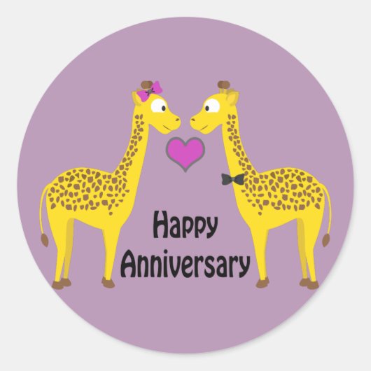 Sticker Rond Joyeux anniversaire Giraffes (Devant)