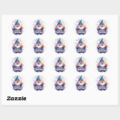 Sticker Rond Joyeux anniversaire Gnome : Whimsical Birthday Des (Feuille)
