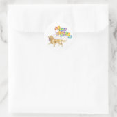 Sticker Rond Joyeux Anniversaire Golden Retriever (Sac)
