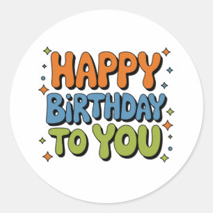 Sticker Rond Joyeux Anniversaire Groovy