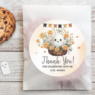 Sticker Rond Joyeux Anniversaire Halloween de Fantôme Mignon