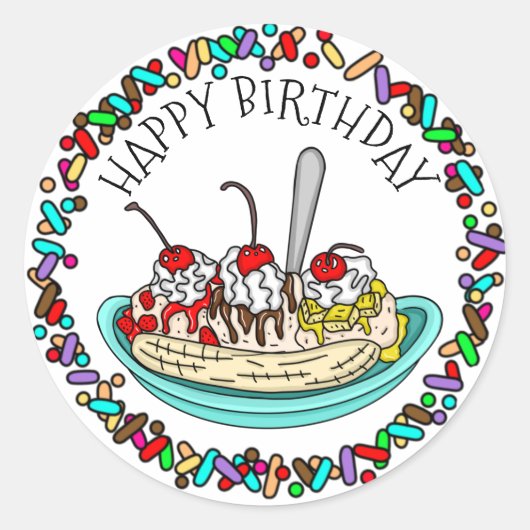 Sticker Rond Joyeux anniversaire | Ice Cream Party (Devant)