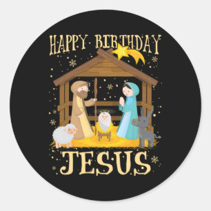 Sticker Rond Joyeux Anniversaire Jésus Correspondant Famille No