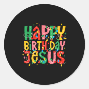Sticker Rond Joyeux Anniversaire Jésus Joyeux Noël Amusant Chré