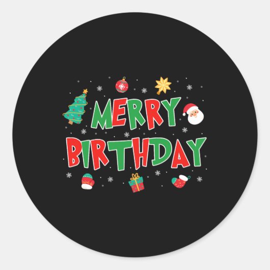 Sticker Rond Joyeux anniversaire Joyeux Noël Joyeux anniversair (Devant)