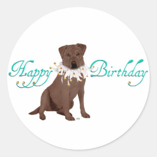 Sticker Rond Joyeux Anniversaire Labrador Retriever