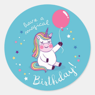 Sticker Rond Joyeux anniversaire magique
