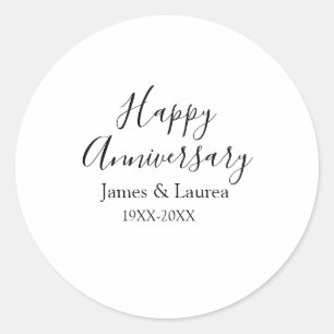 Sticker Rond Joyeux anniversaire mariage nom date année simple 