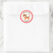Sticker Rond Joyeux Anniversaire Mignonne Tiger Zoo Animaux (Sac)
