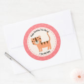 Sticker Rond Joyeux Anniversaire Mignonne Tiger Zoo Animaux (Enveloppe)