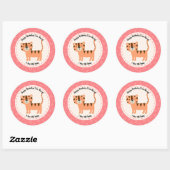 Sticker Rond Joyeux Anniversaire Mignonne Tiger Zoo Animaux (Feuille)