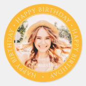 Sticker Rond Joyeux anniversaire moderne simple photo personnal (Devant)
