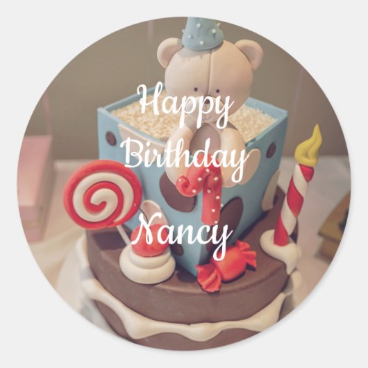 Sticker Rond Joyeux anniversaire Nancy (Devant)