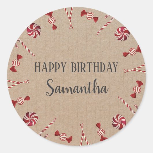 Sticker Rond Joyeux anniversaire Noël Floral Wreath Craft (Devant)