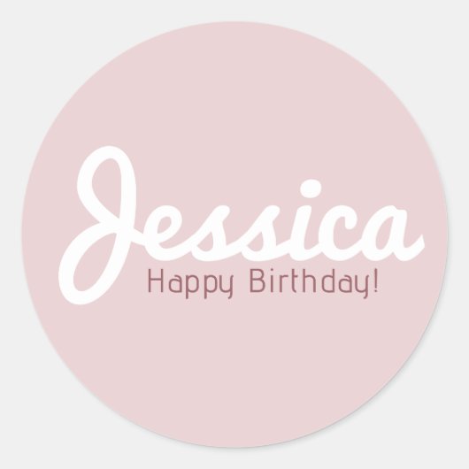 Sticker Rond Joyeux anniversaire, Nom personnalisable | Or Rose (Devant)
