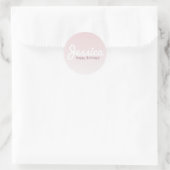 Sticker Rond Joyeux anniversaire, Nom personnalisable | Rose Om (Sac)