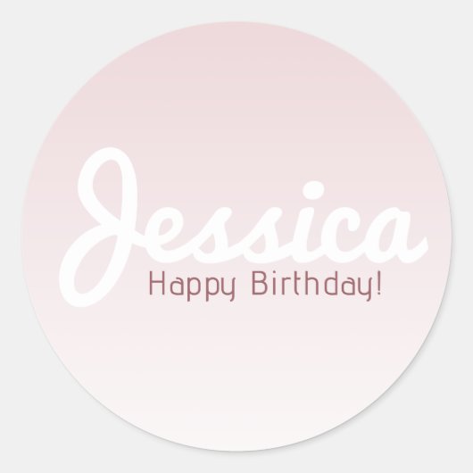 Sticker Rond Joyeux anniversaire, Nom personnalisable | Rose Om (Devant)