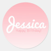 Sticker Rond Joyeux anniversaire, Nom personnalisable | Rose ro (Devant)