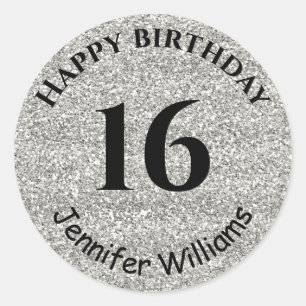 Sticker Rond Joyeux anniversaire Nom personnalisé Année Parti