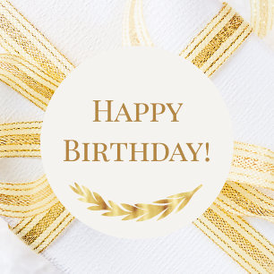 Sticker Rond Joyeux Anniversaire or ivory gold