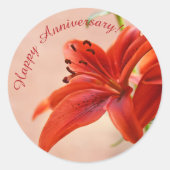 Sticker Rond Joyeux anniversaire Orange Tiger Lily photo (Devant)