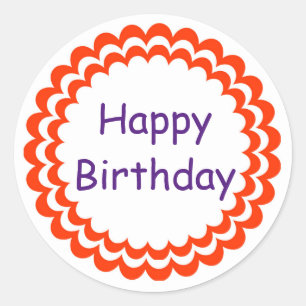 Sticker Rond Joyeux anniversaire orange violet