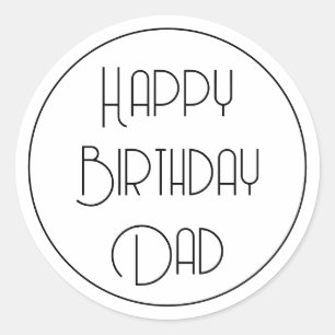 Sticker Rond Joyeux Anniversaire Papa Calligraphie Simple