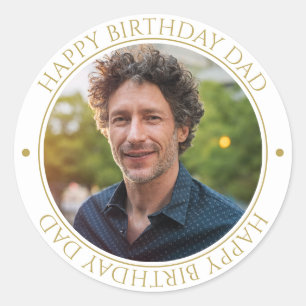 Sticker Rond Joyeux anniversaire papa moderne élégant photo bla